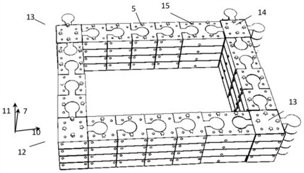 3D printing Lego type space embedding and buckling brickworks and structure building manner