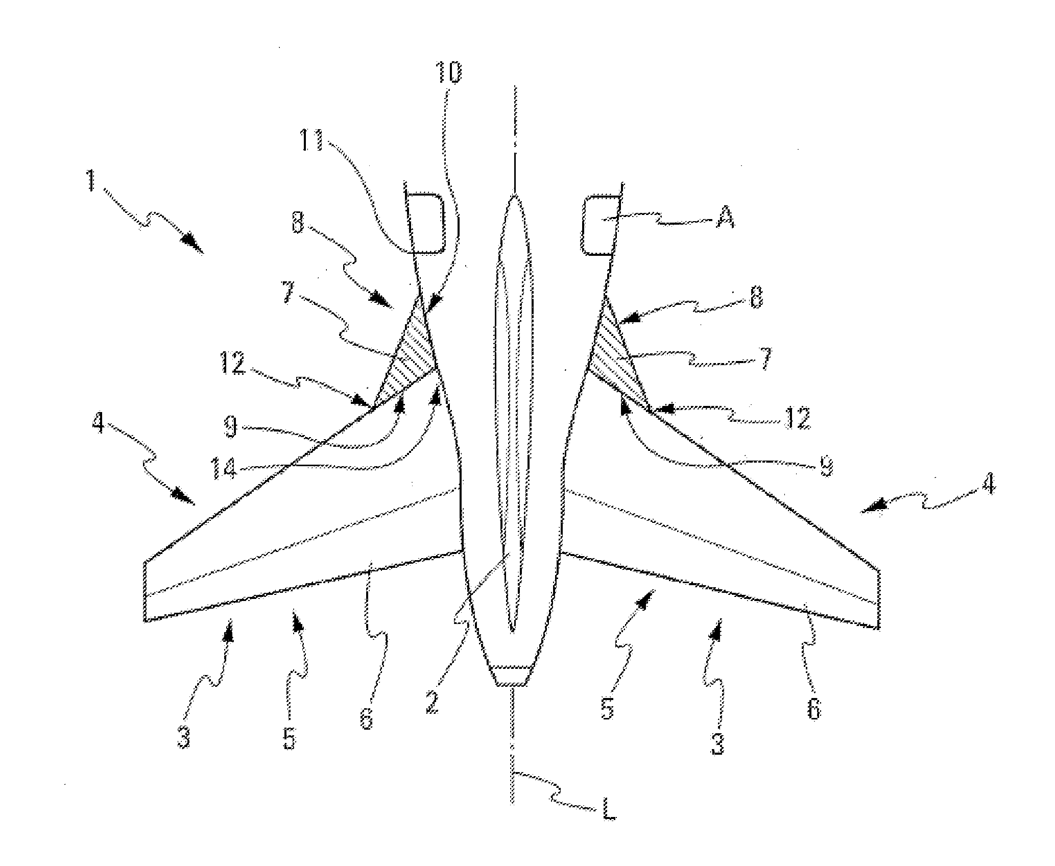 Aircraft horizontal stabiliser fitted with leading-edge strake