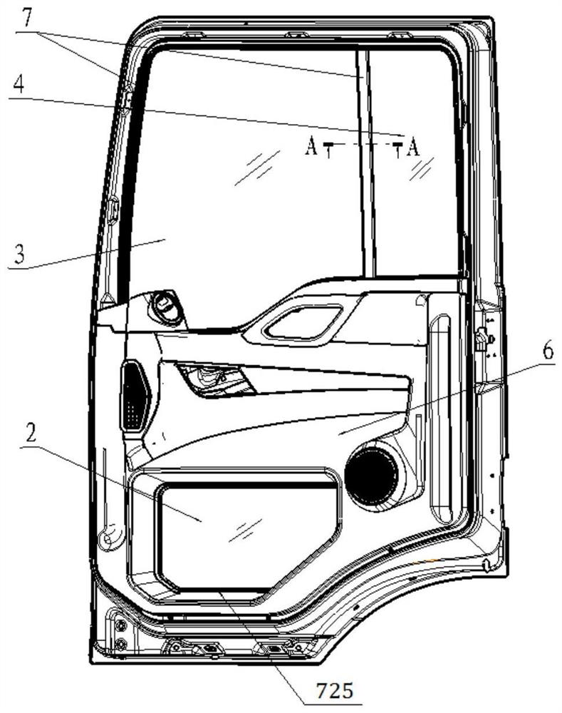 Copilot heavy truck door assembly with observation window