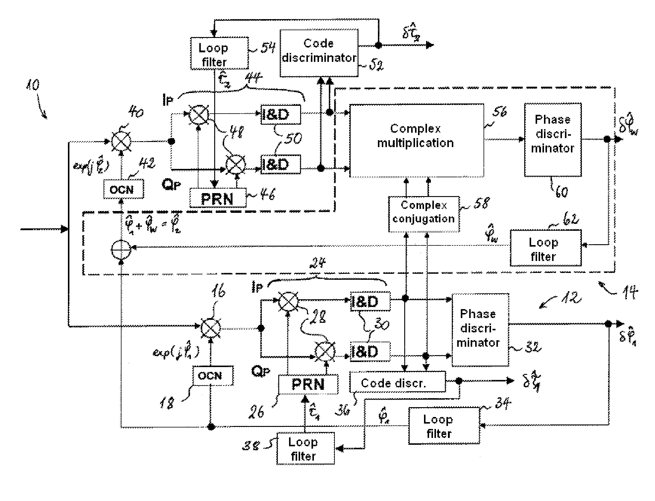 Radionavigation signal tracking device