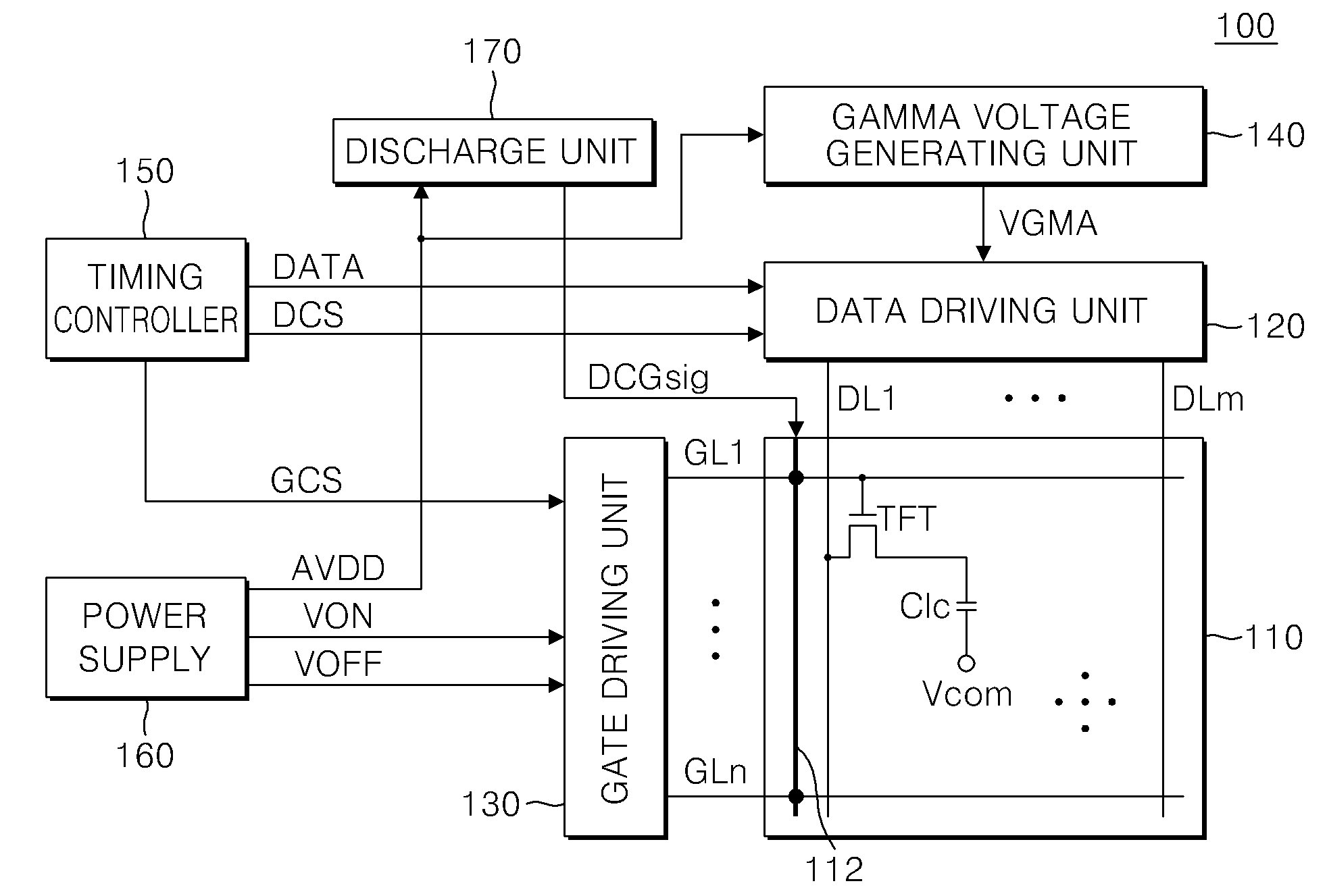 Liquid crystal display device and method of reducing a discharge time of a liquid crystal capacitor thereof