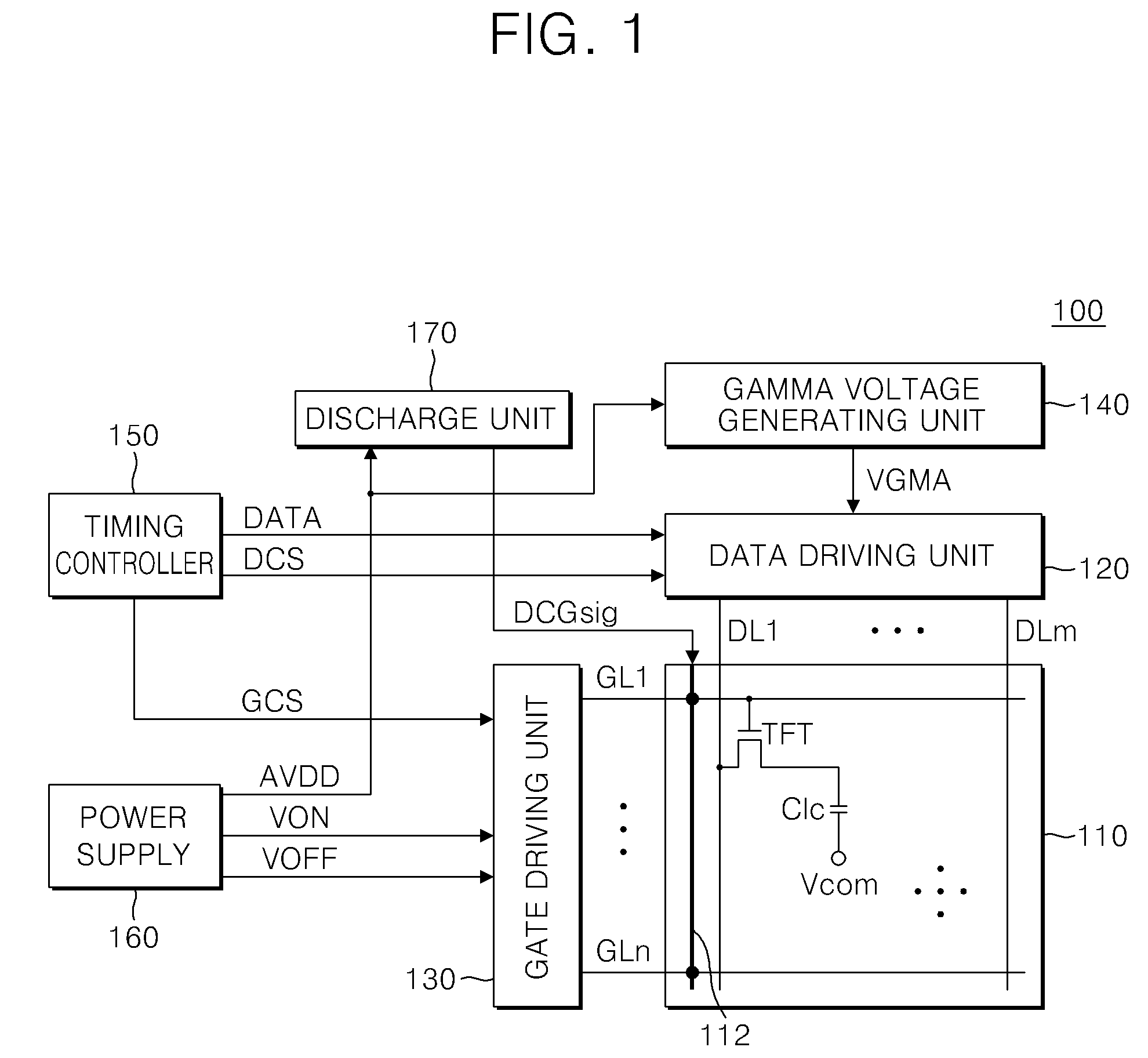 Liquid crystal display device and method of reducing a discharge time of a liquid crystal capacitor thereof