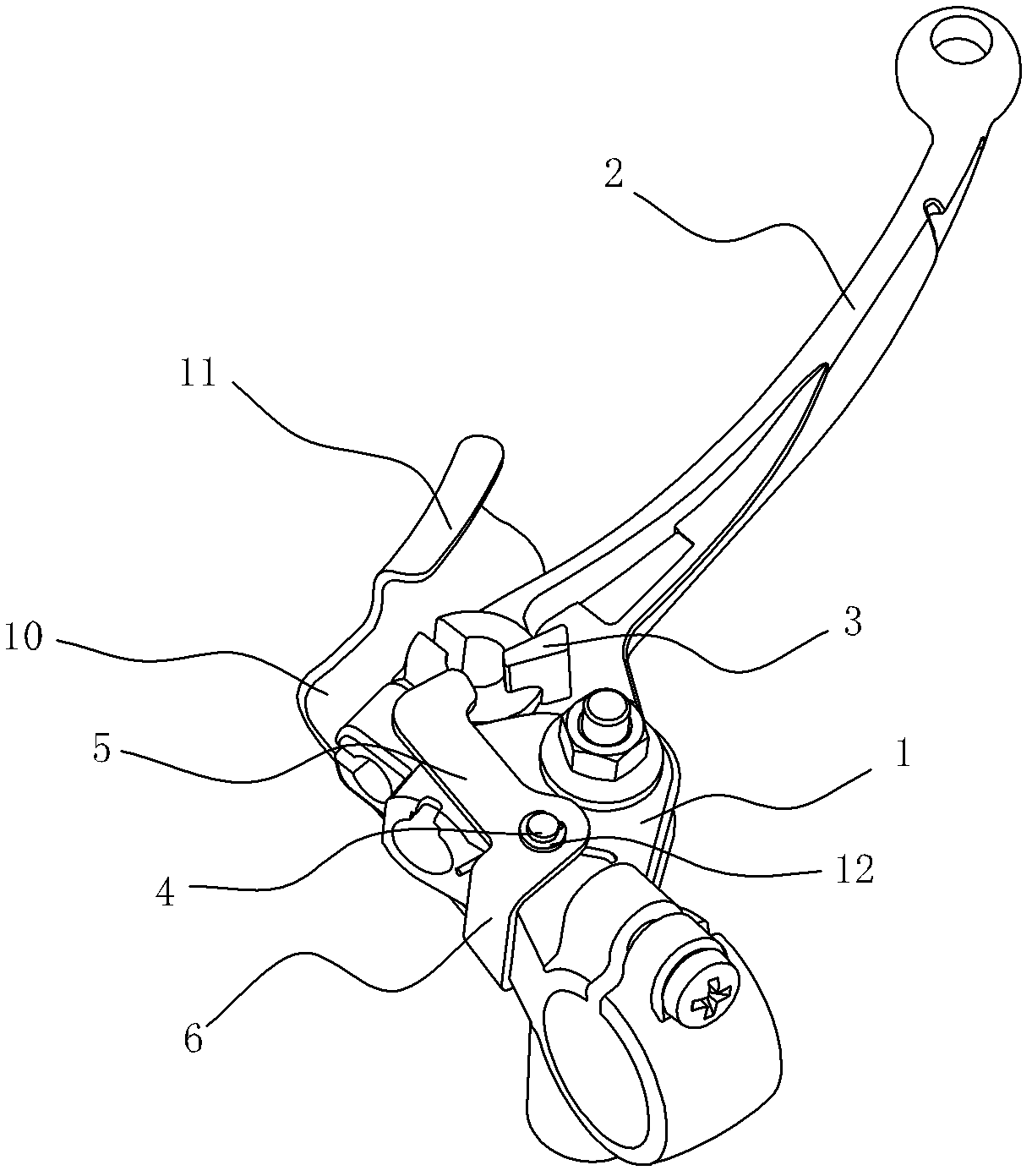 Parking braking device for two-wheeled motor vehicle