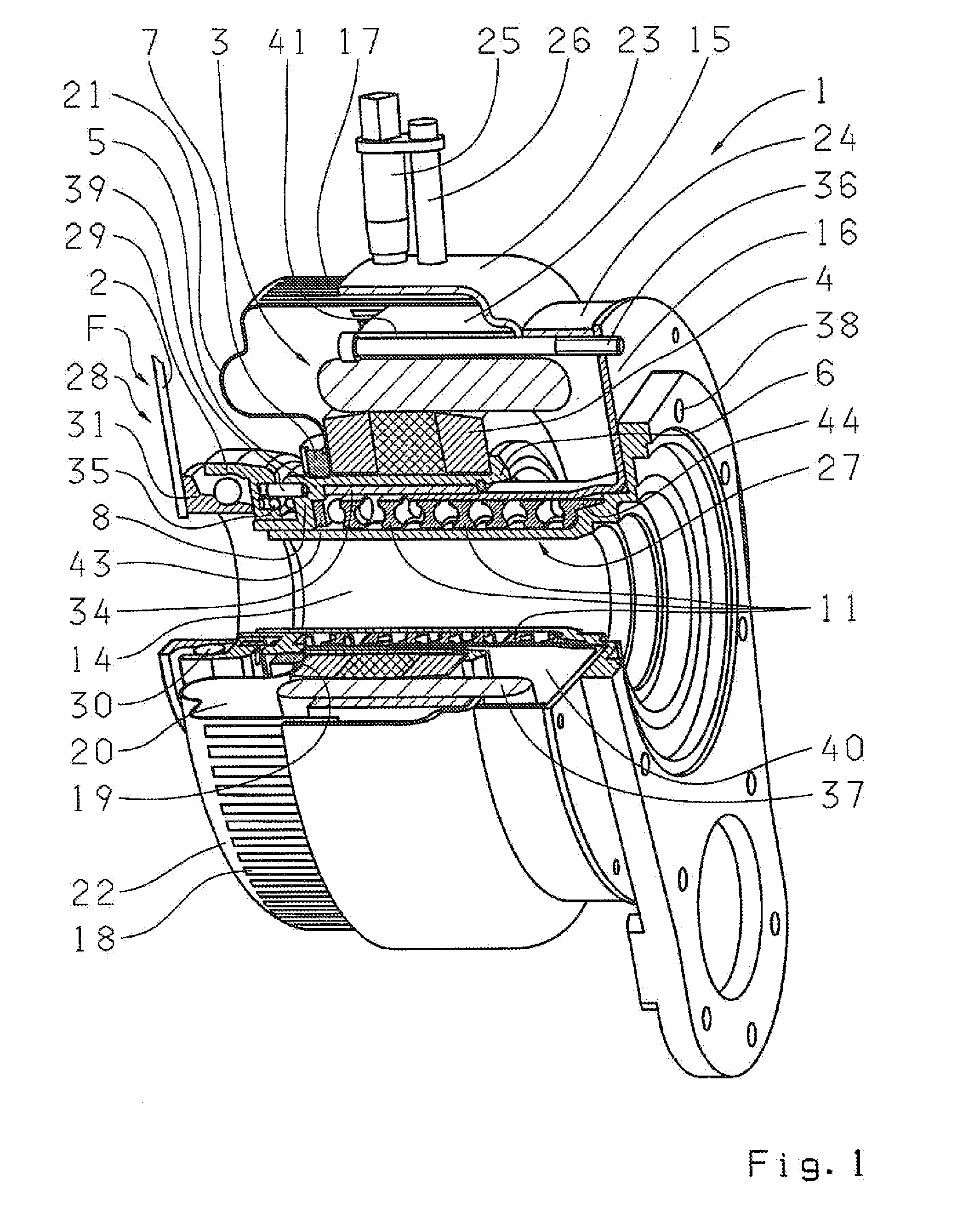 Electromotive actuator for deflecting a mechanical part