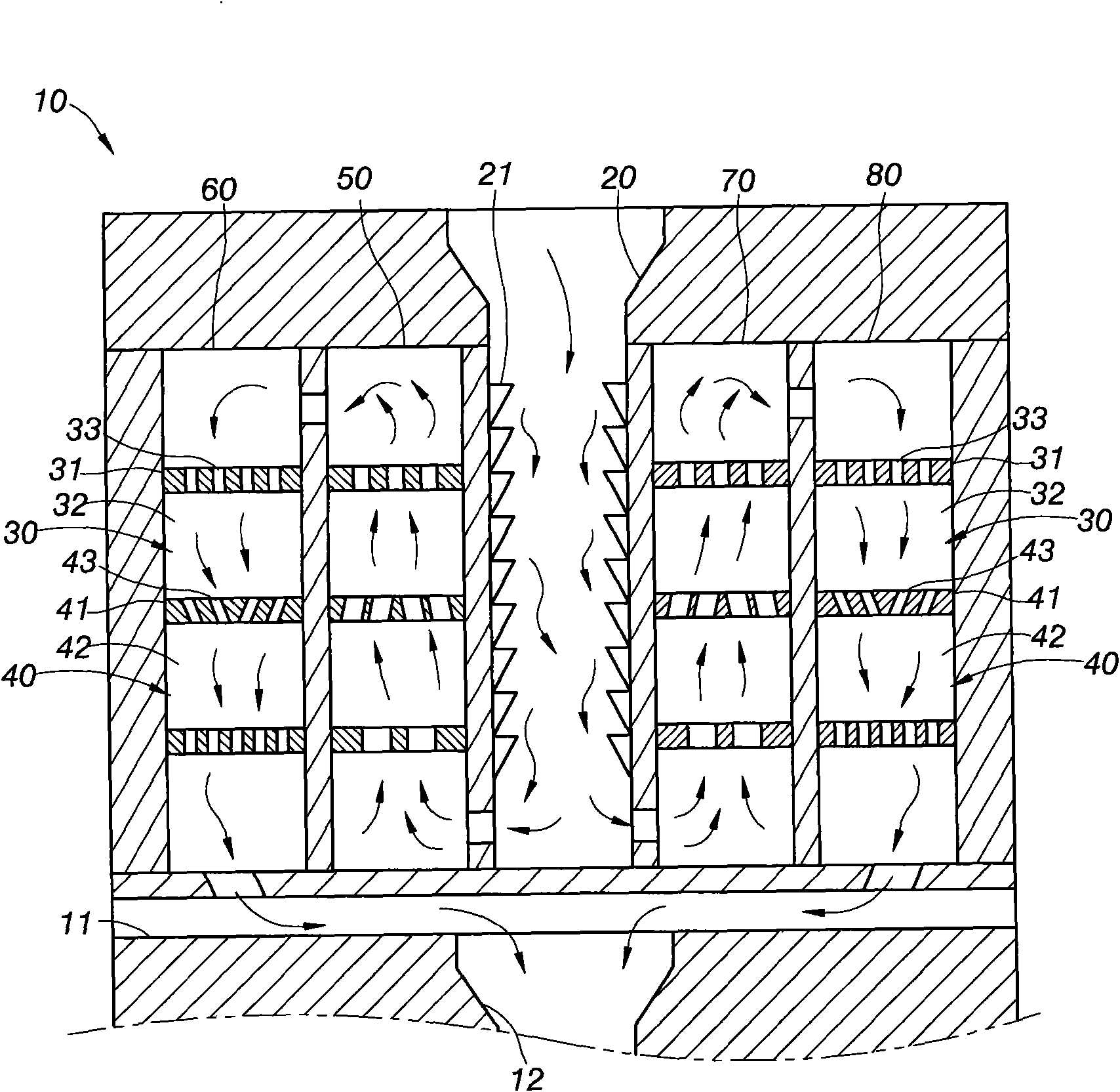 Spiral-flow sectional tube type liquid stirring device