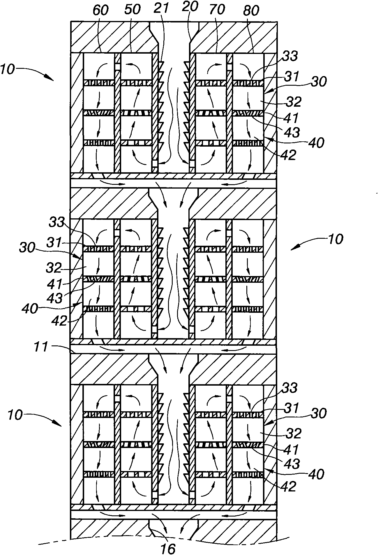 Spiral-flow sectional tube type liquid stirring device