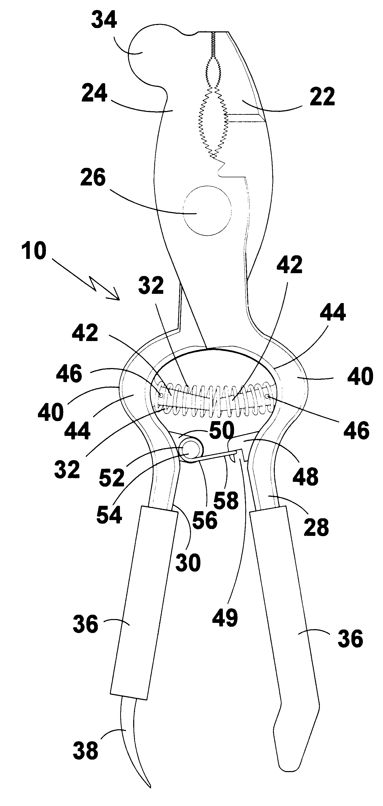 Self opening line of pliers