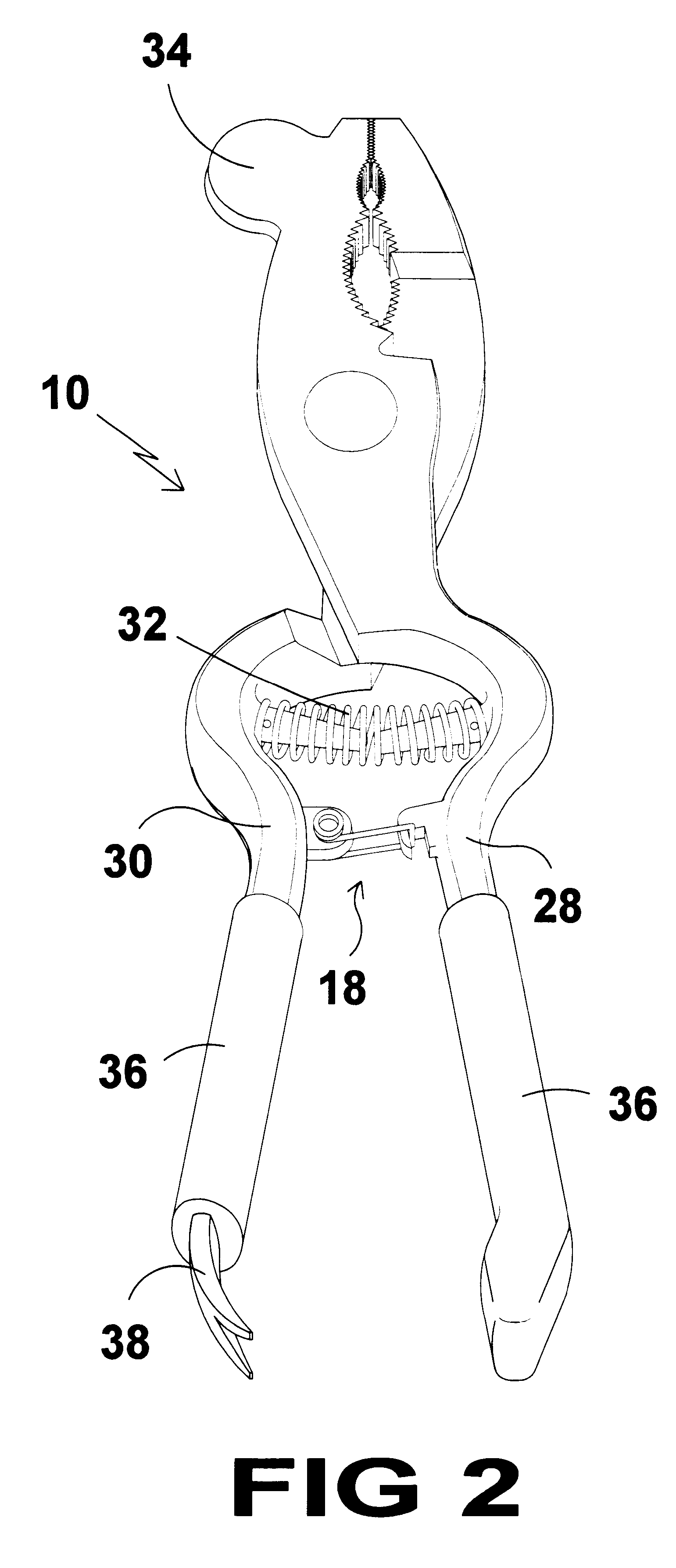 Self opening line of pliers