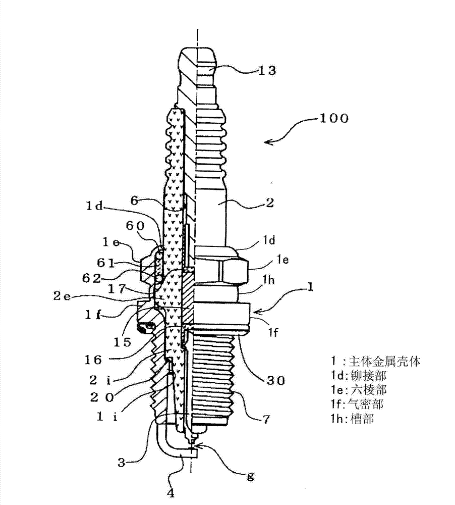 Spark plug, and main metal fitting for spark plug