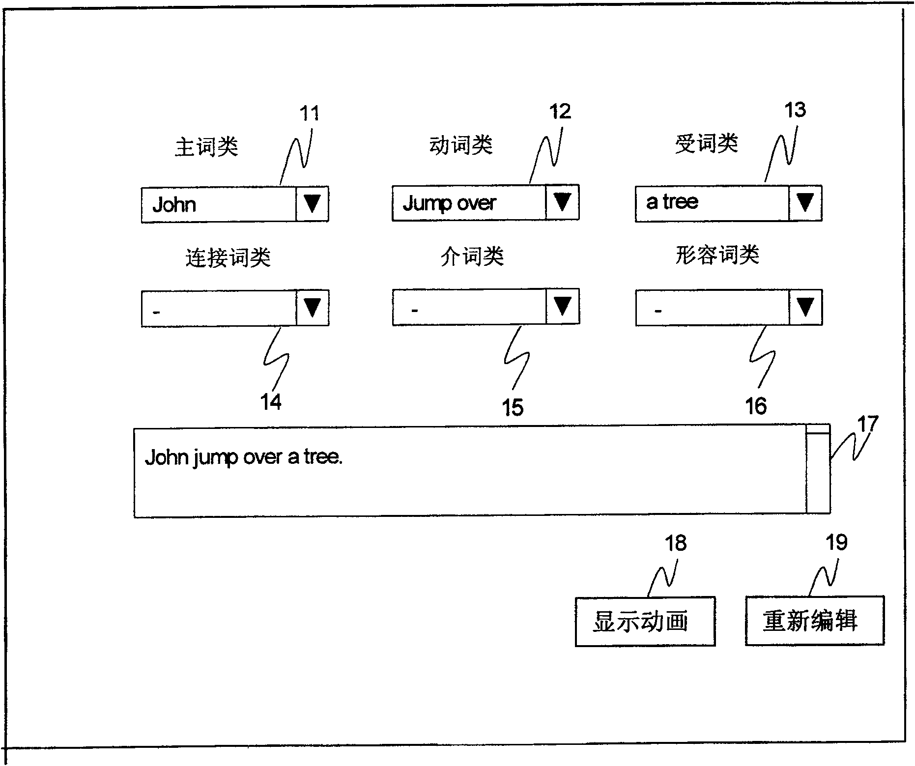 Cartoon type language learning system and its cartoon producing method