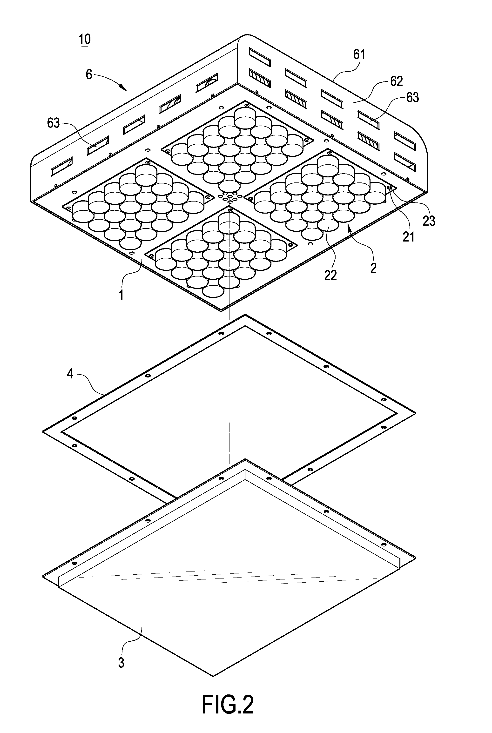 Assembled structure of large-sized LED lamp