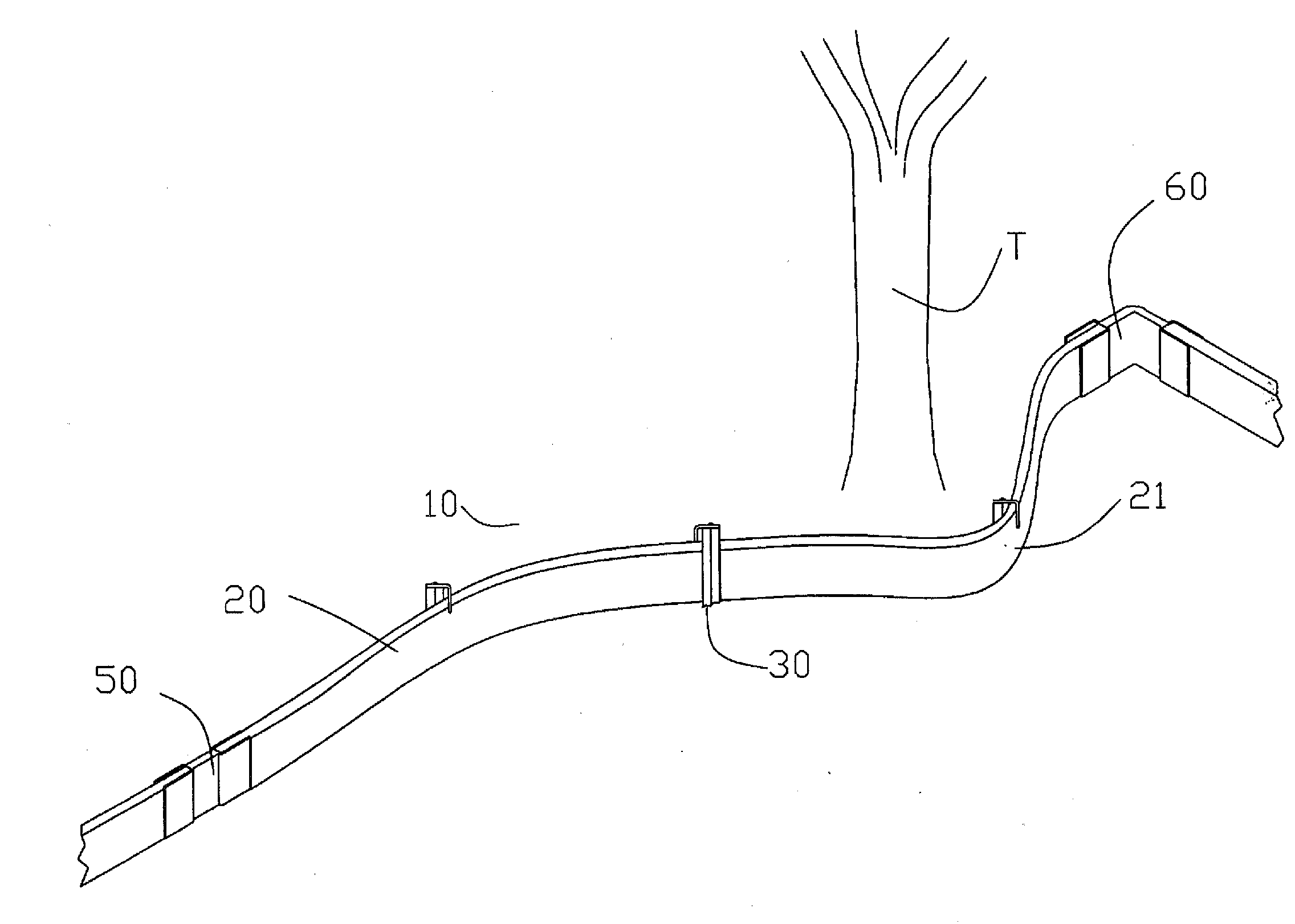 Lawn edging with integral electrical conductor and clip connectors