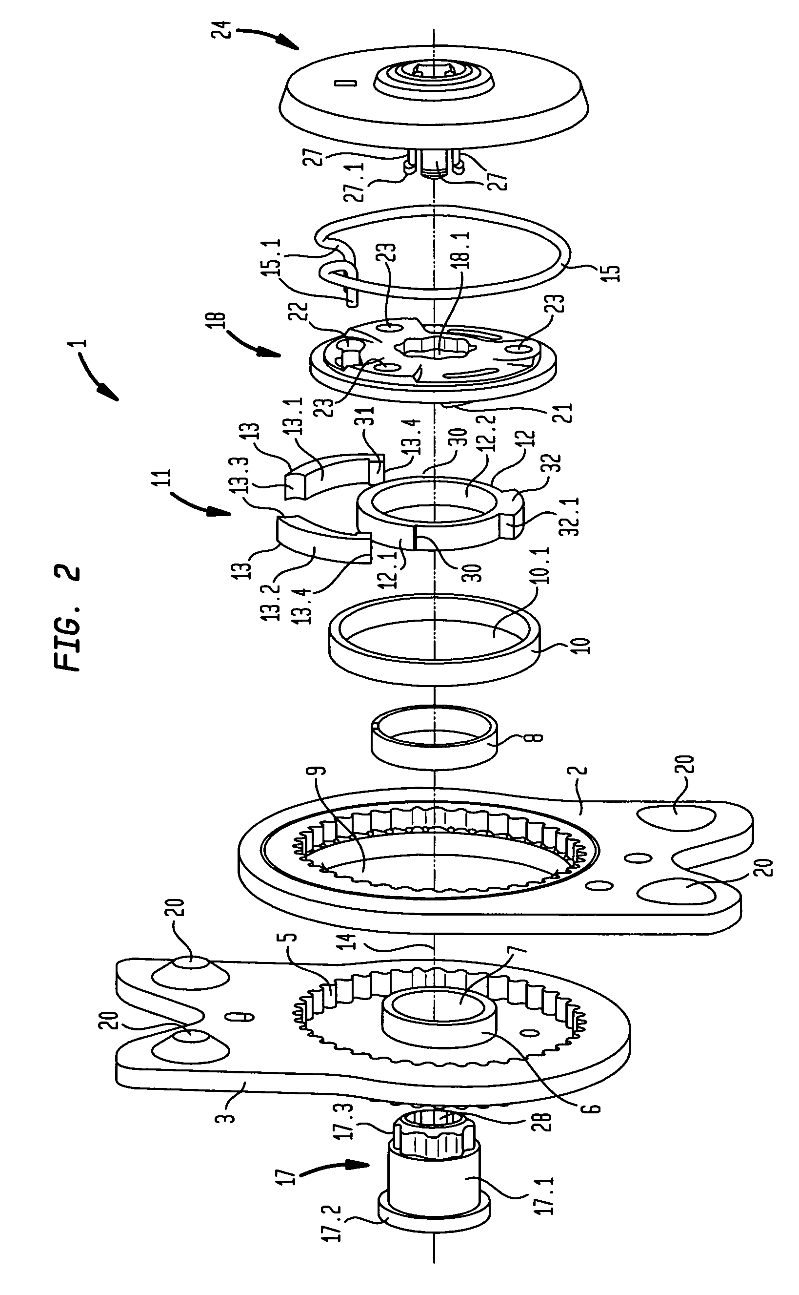 Device for adjustment of level of inclination of back part of motor vehicle seat