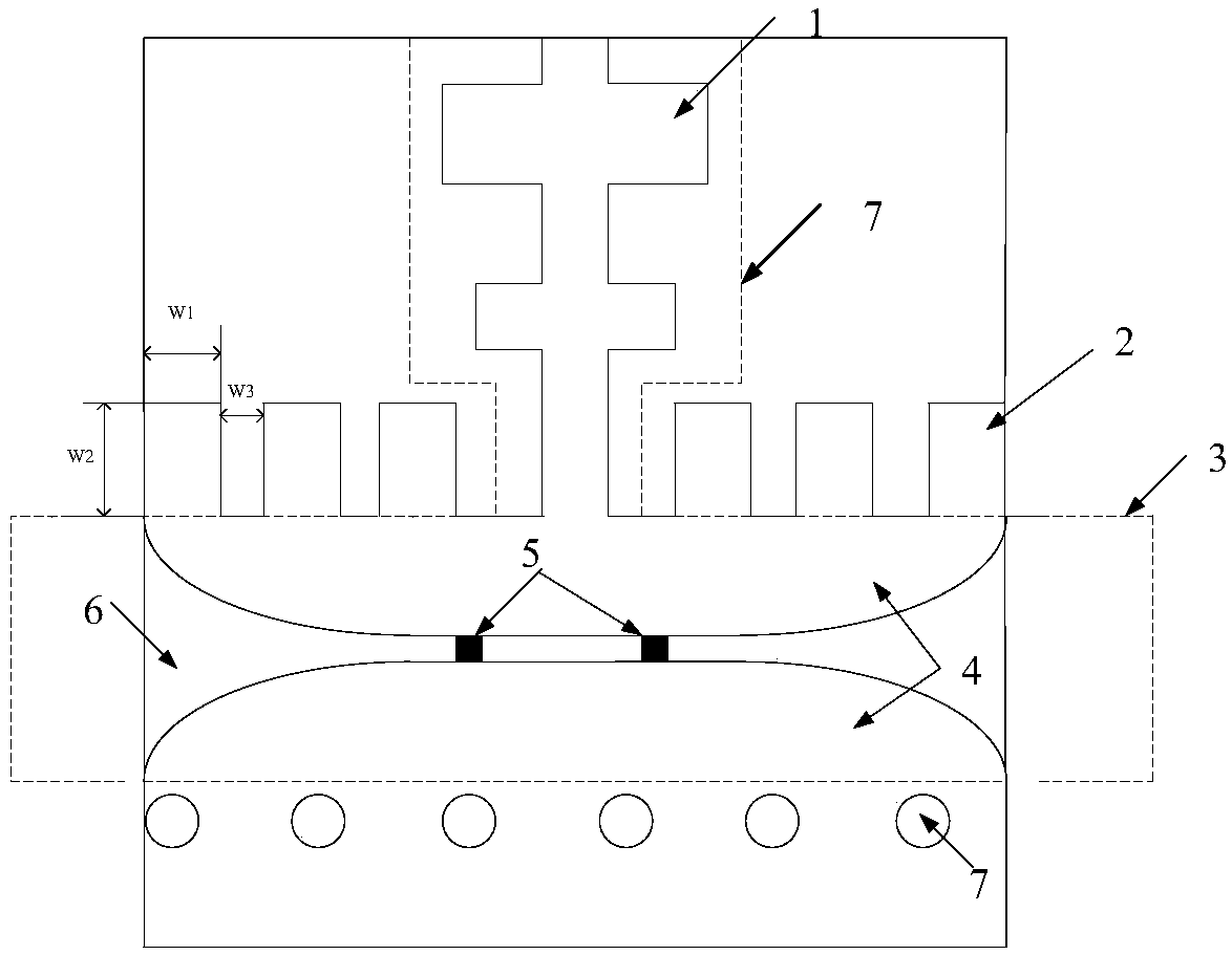 Millimeter-wave fin-line switching feed circuit