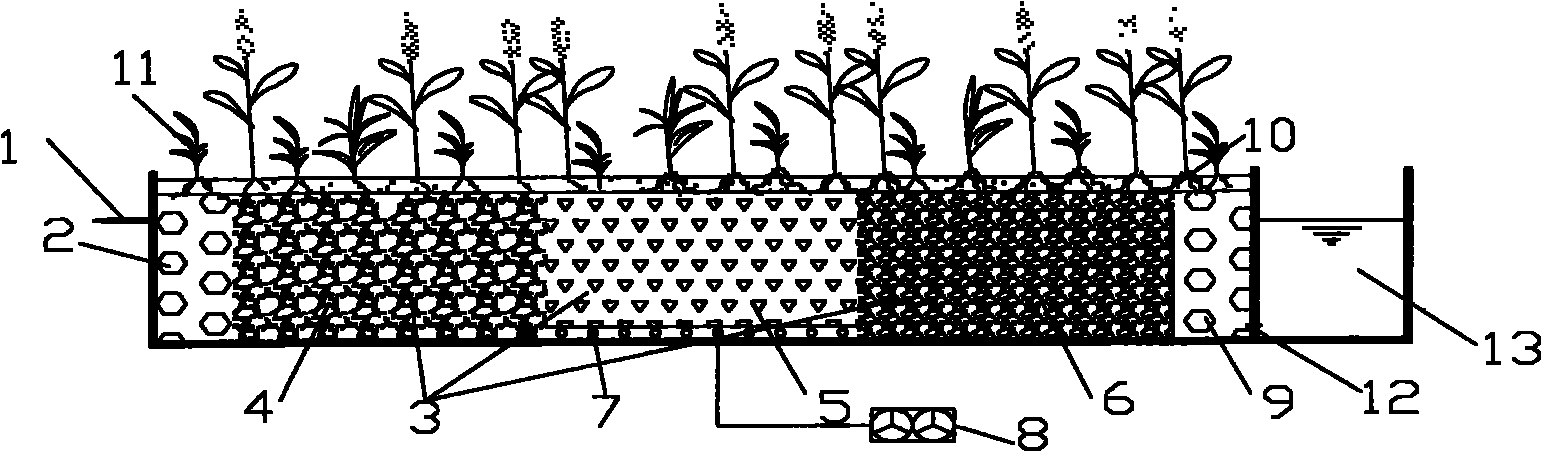 Horizontal underflow constructed wetland capable of strengthening denitrification at low temperature