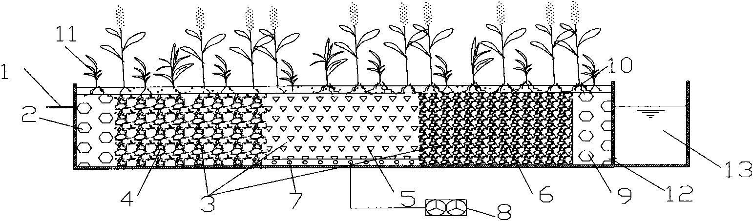 Horizontal underflow constructed wetland capable of strengthening denitrification at low temperature