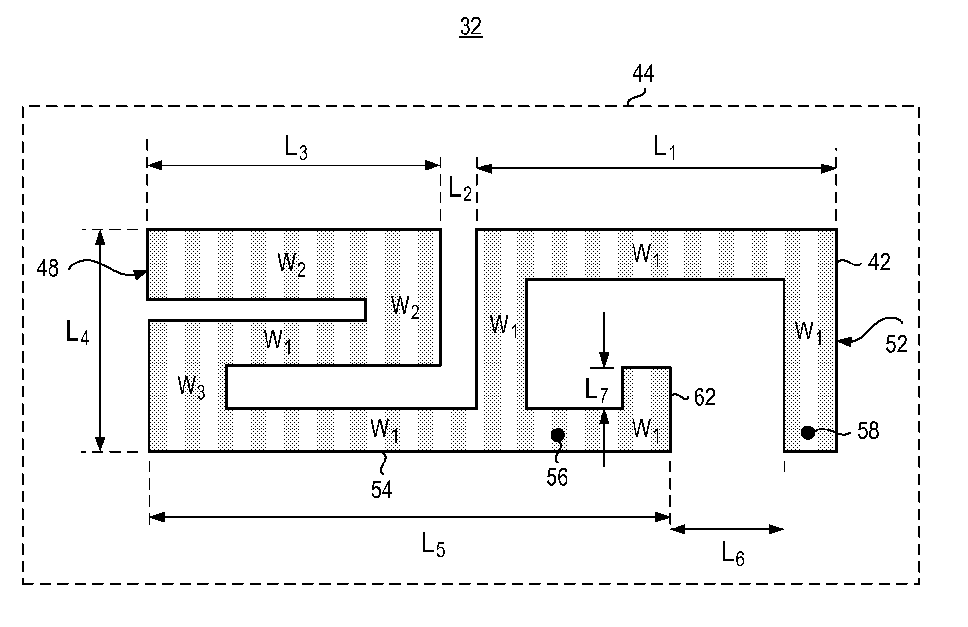 Slot-strip antenna apparatus for a radio device operable over multiple frequency bands