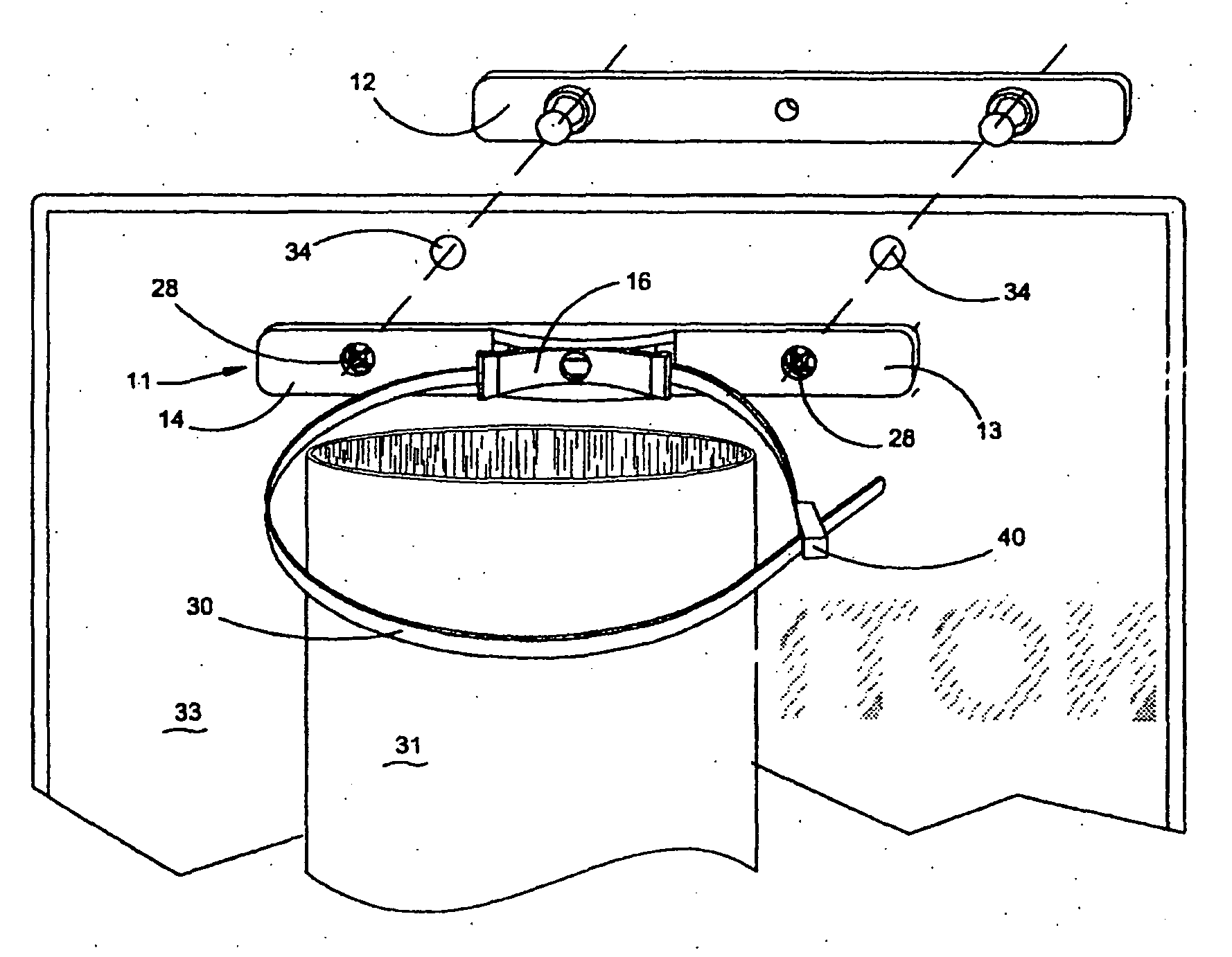 Fixing device for a notice board