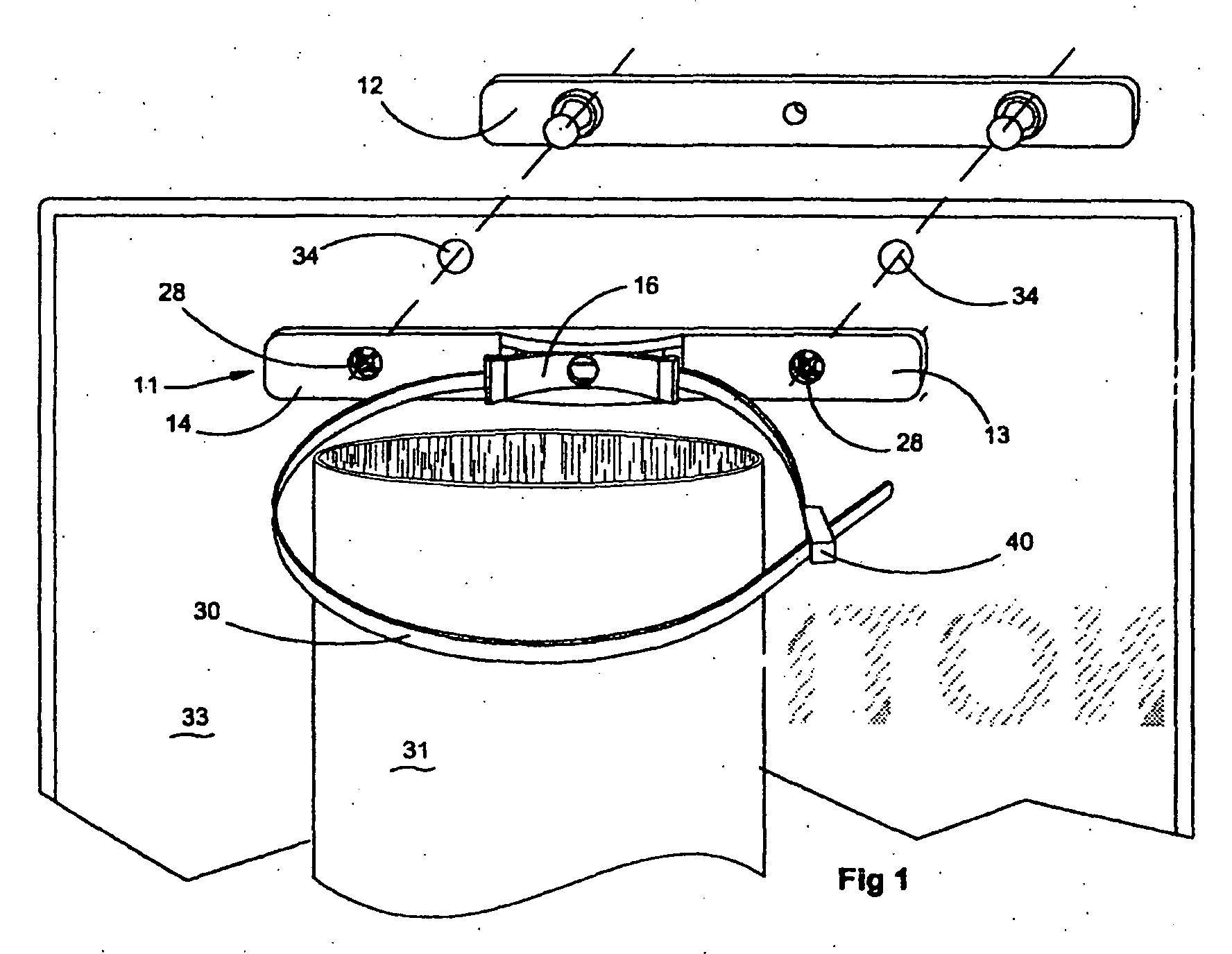 Fixing device for a notice board