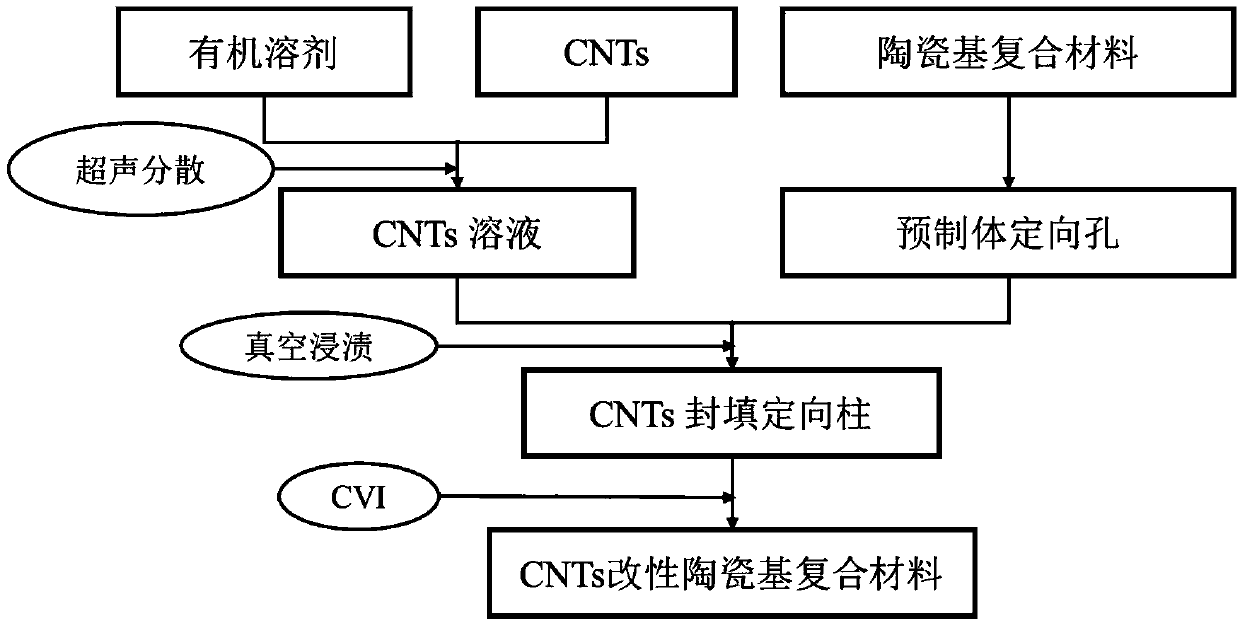 Preparation method of high-thermal-conductivity CNTs directed modification ceramic-based composite material