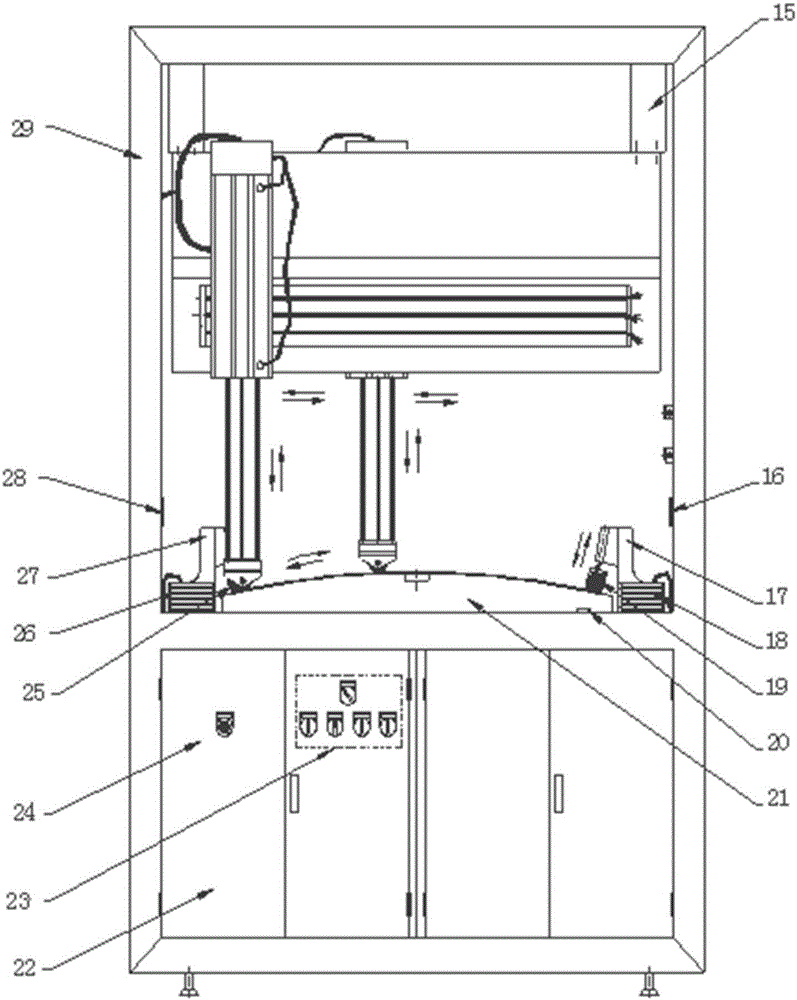 Automatic adhesion assembly device for plastic face board