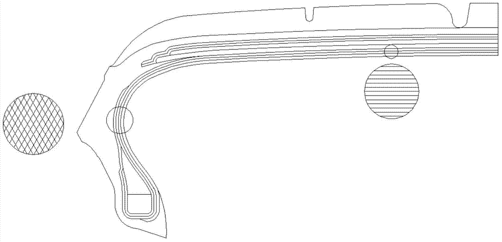 Meridianal bias tire with low flatness ratio