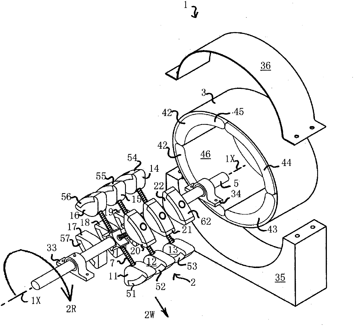 Apparatus for converting kinetic energy into usable power and improvement thereof