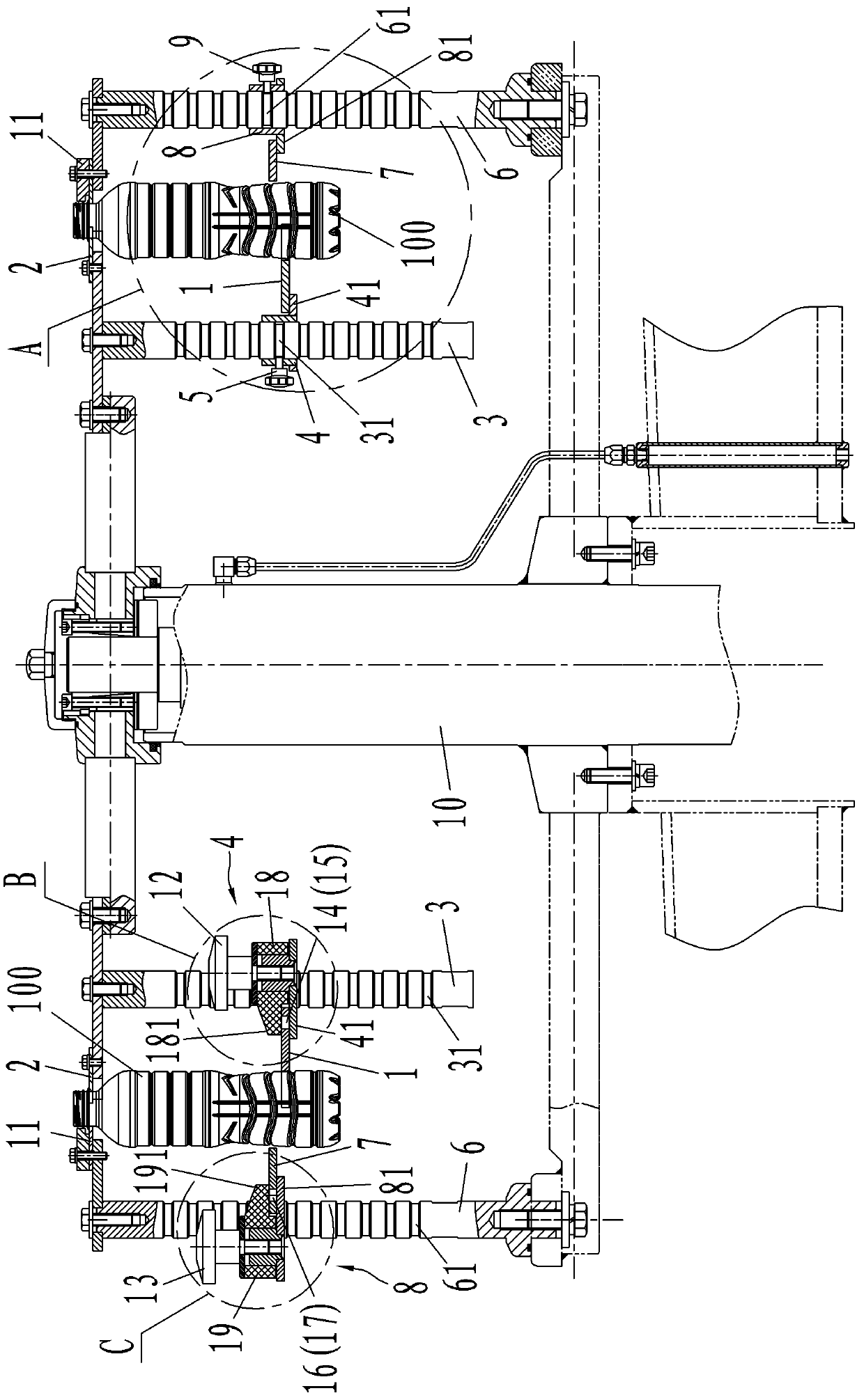 Star wheel transmission mechanism for conveying bottles