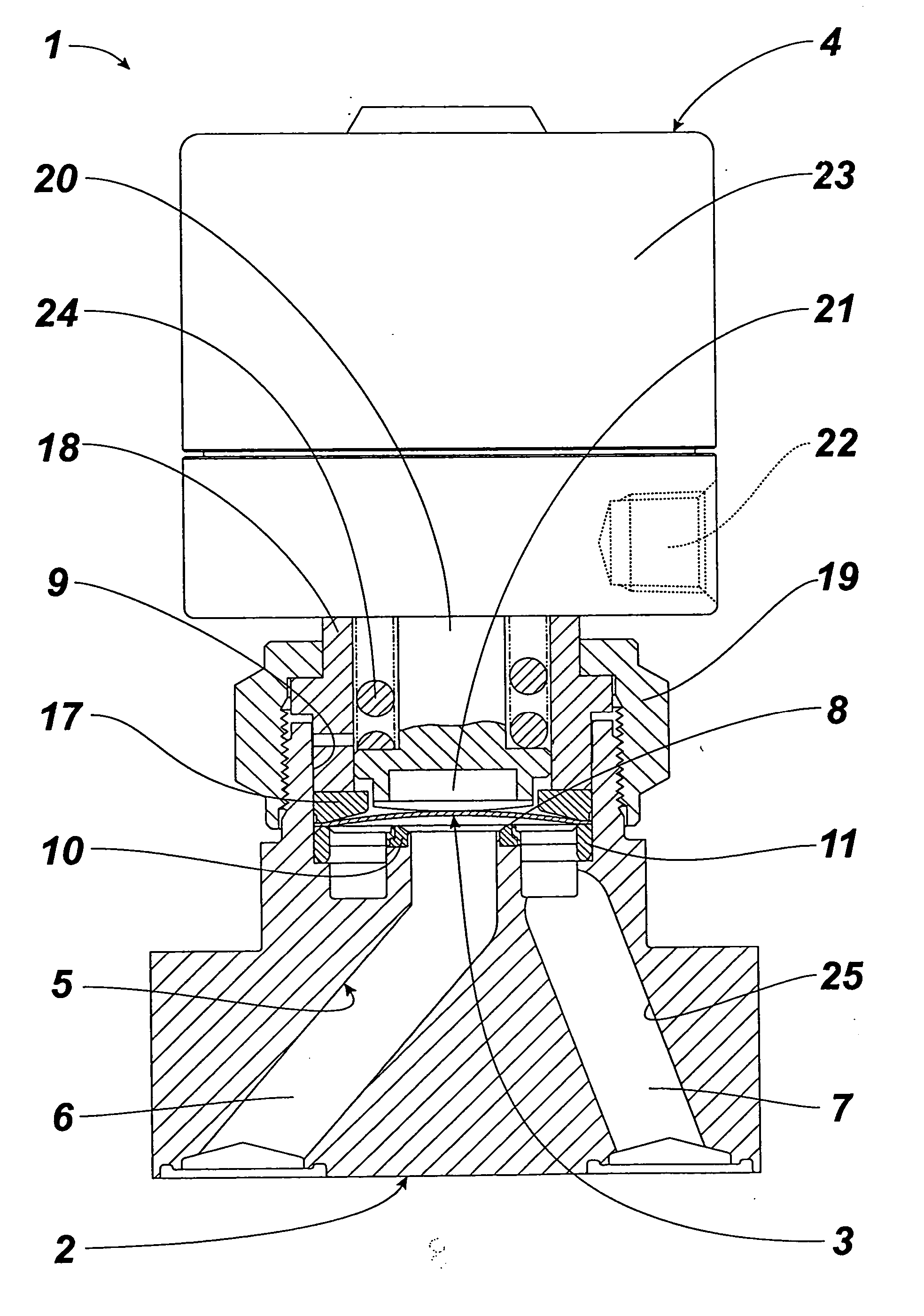 Diaphragm valve for the vacuum evacuation system