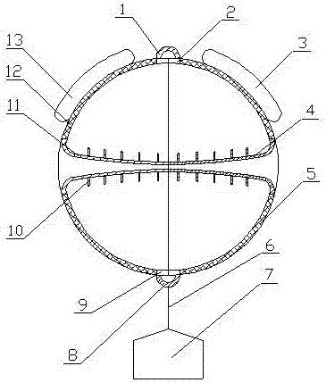 Anti-wave carrageen seedling hanging breeding device