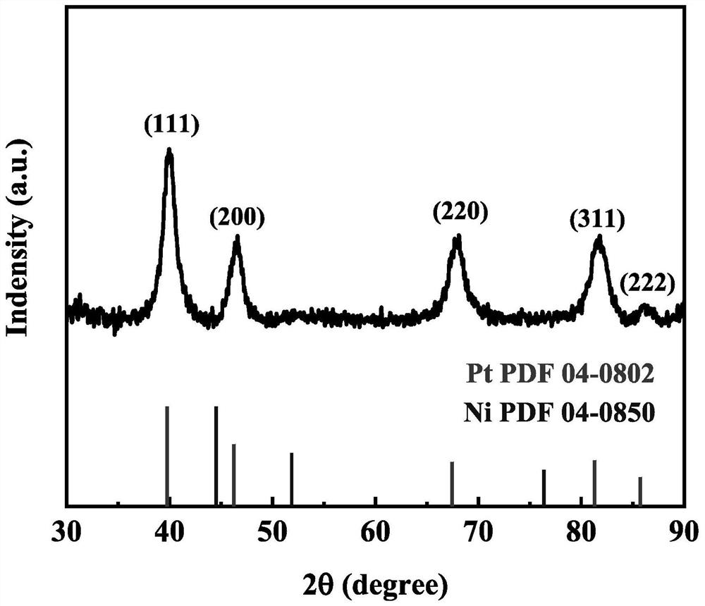 PtNi polyhedral nanochain, preparation method thereof and application