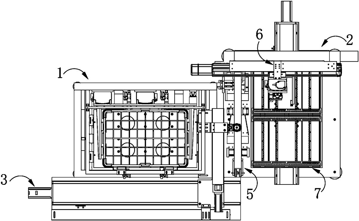 Device for automatic product transfer rack