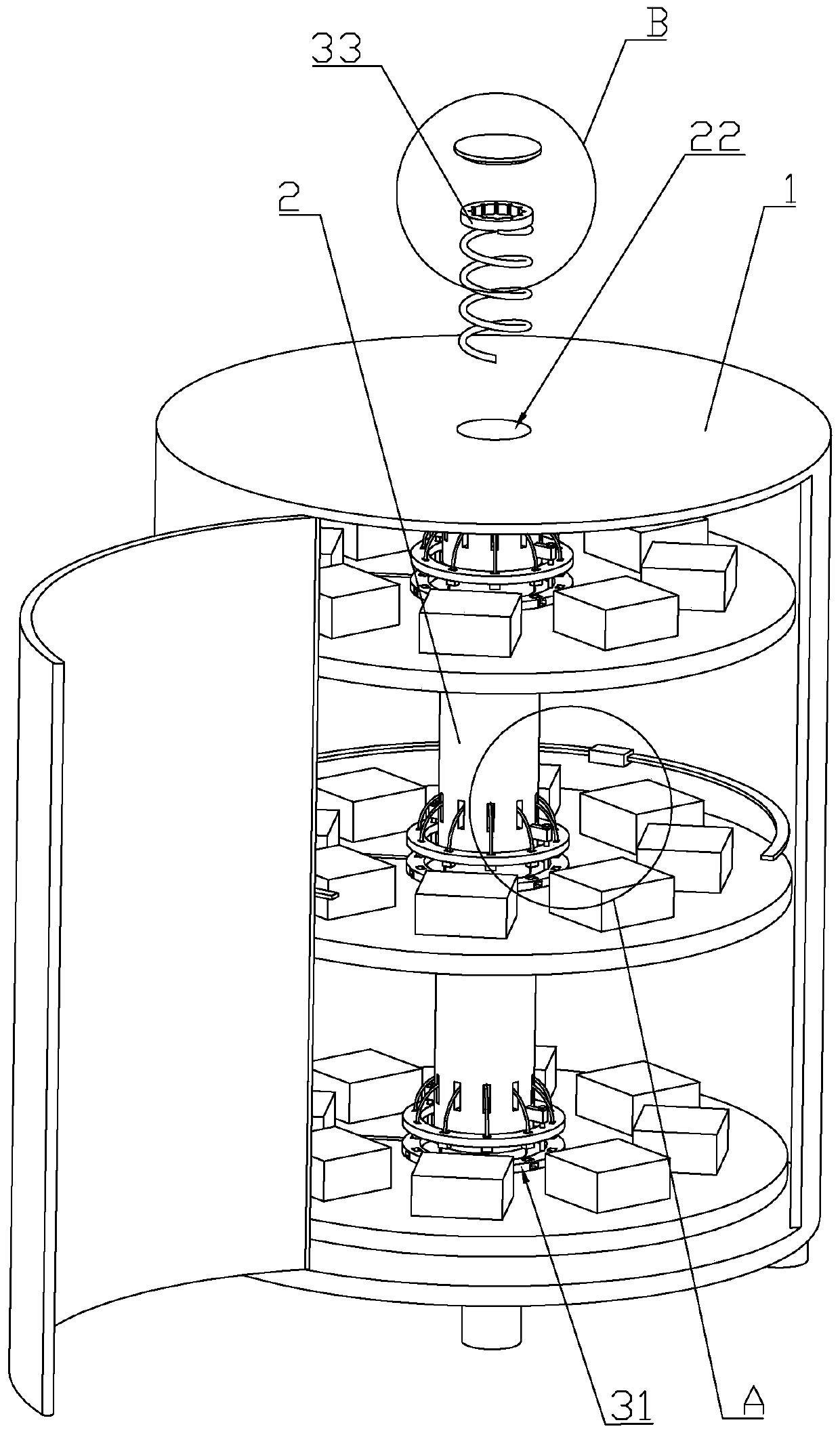 Cabinet with rotatable interlayer