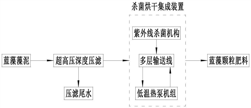 Cyanobacteria dehydrated algal mud waste treatment process