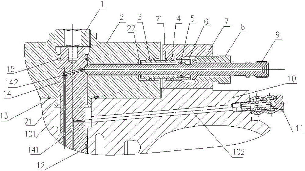 Oil inlet sealing structure of diesel engine