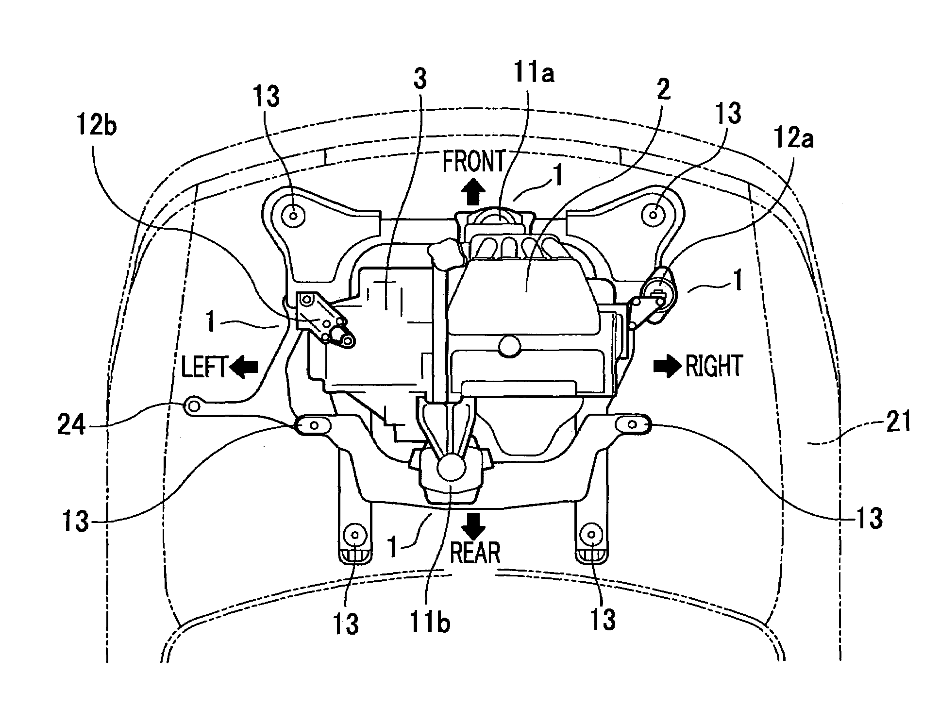 Vehicle power source supporting structure