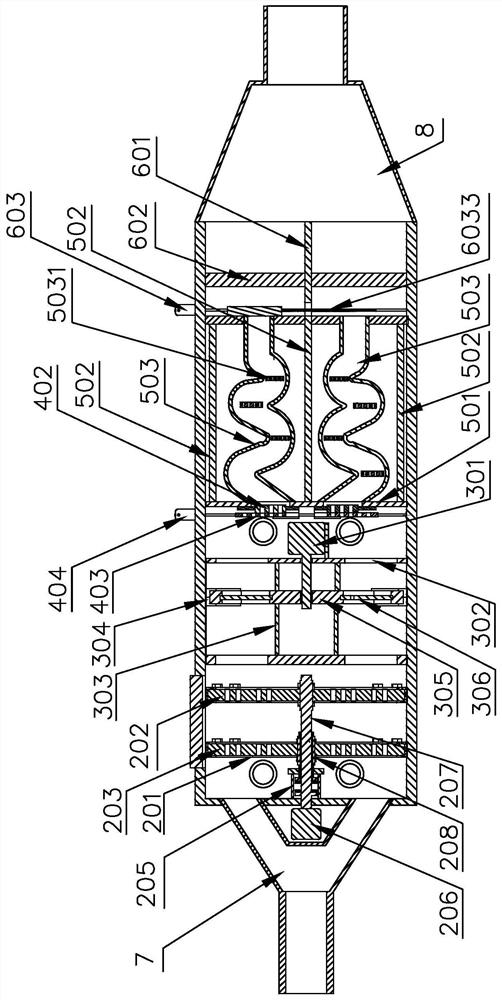 Auxiliary treatment device for roller coating waste gas of four-color pre-roller coating aluminum coil