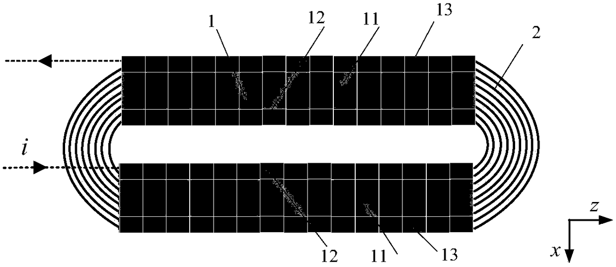 A trapezoidal cross-section separated transformer