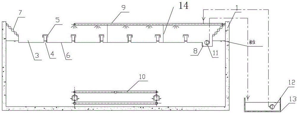 A suspended floating tank tank foam collection and elimination device