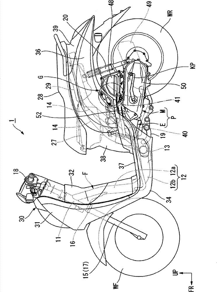 Air inlet structure of a saddle type vehicle