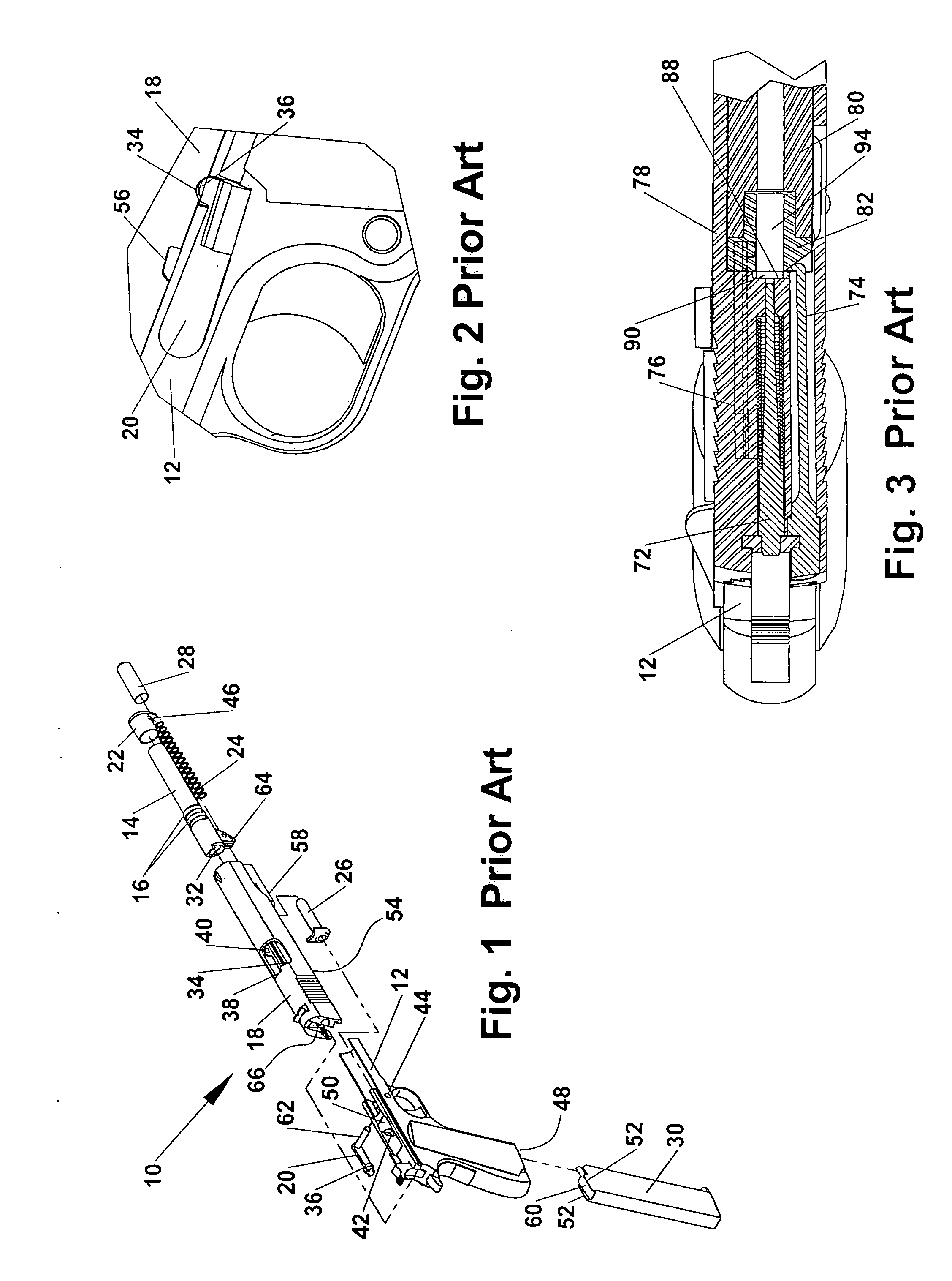 Sight-preserving, partially self-cleaning, divergent-axis caliber conversion in handguns