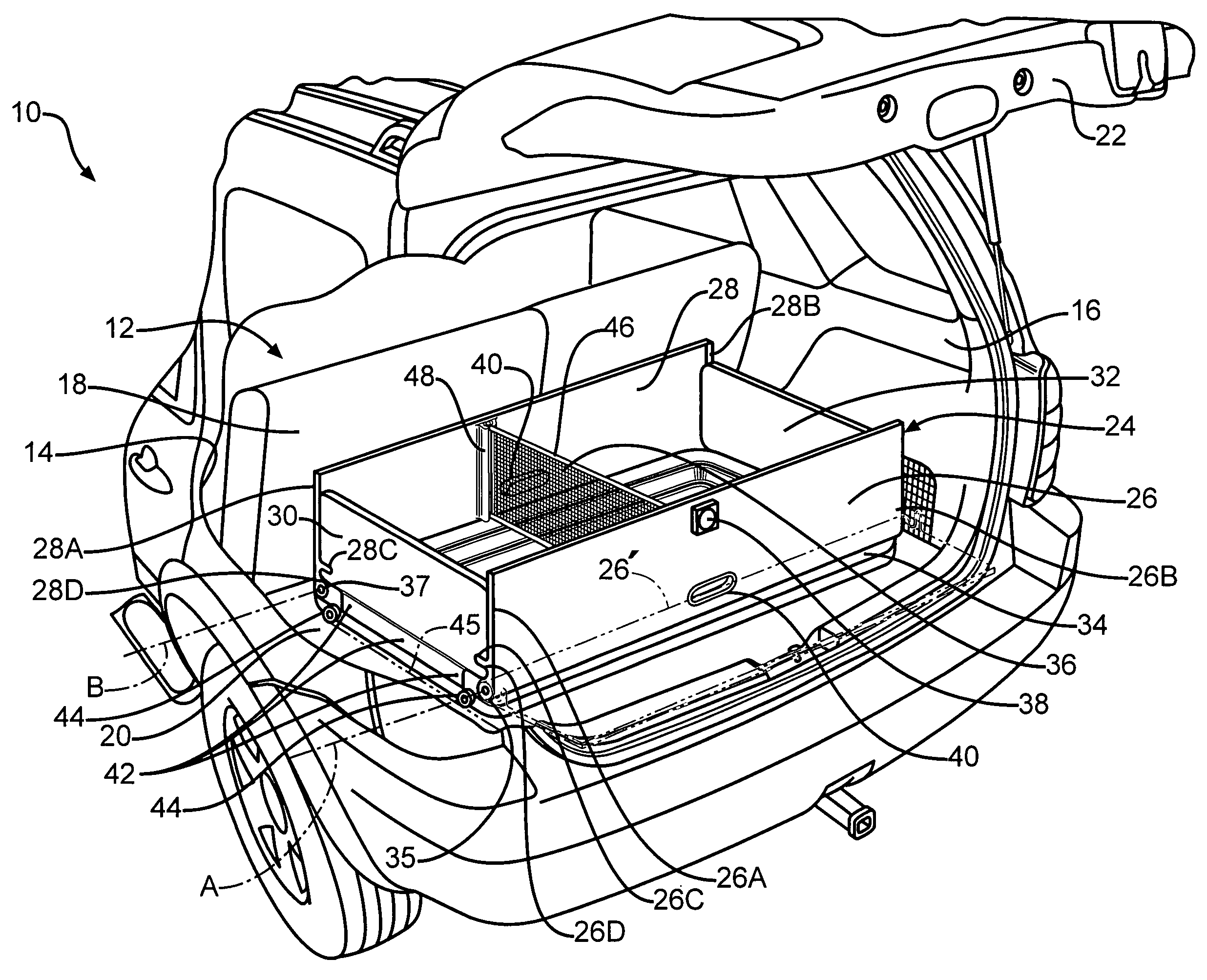 Rear vehicle storage system