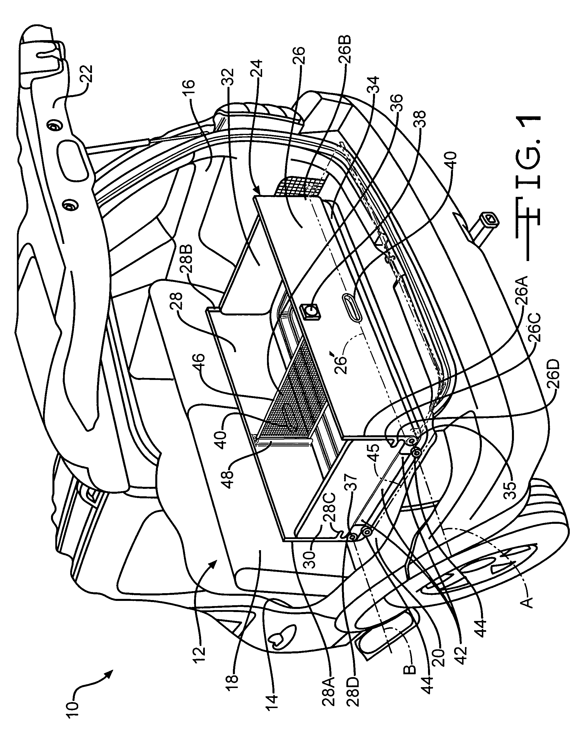 Rear vehicle storage system