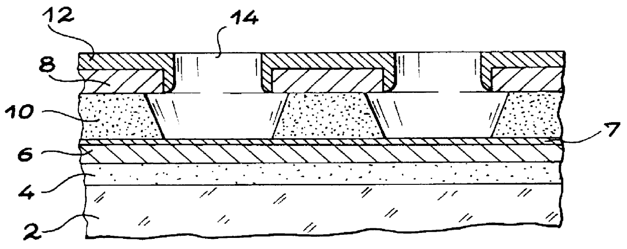 Process and apparatus for the formation of patterns in a photoresist by continuous laser irradiation, application to the production of microtips emissive cathode electron sources and flat display screens