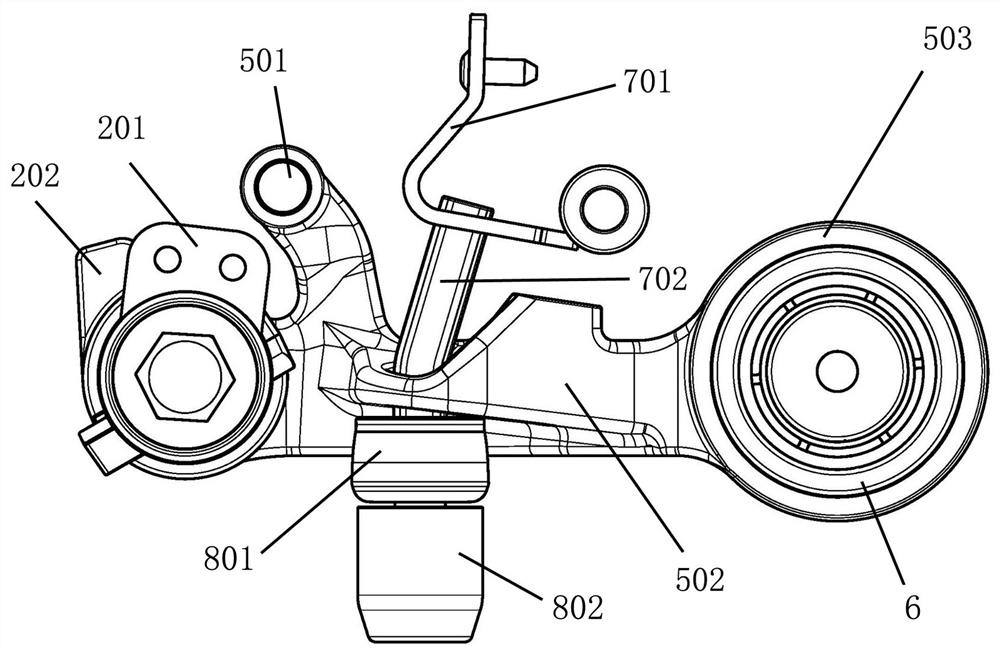 Maintenance-free heavy truck body stabilizing device integrating multiple limiting functions