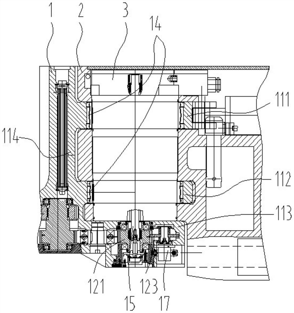 Power connection structure of swing arm of thin seam mining machine