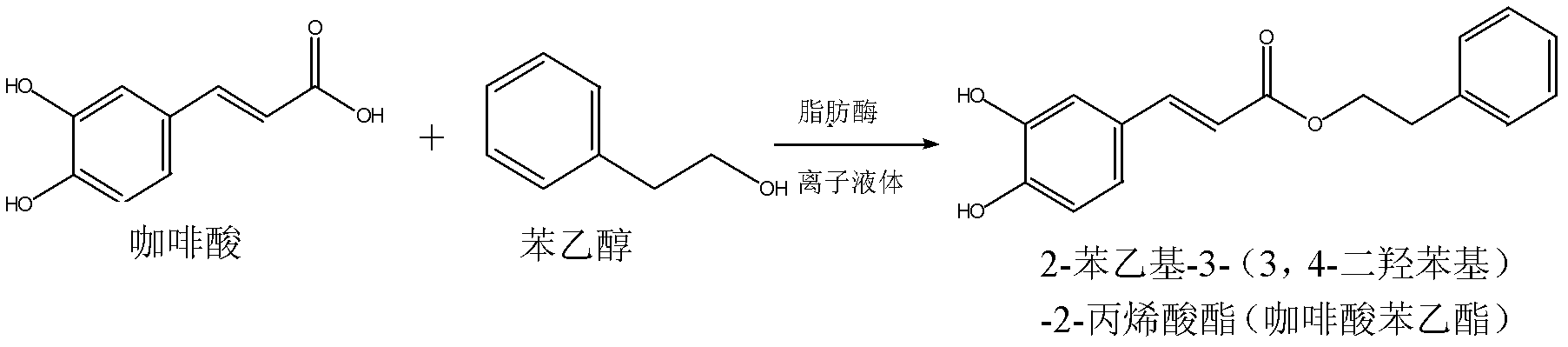 Preparation method for catalytic synthesis of caffeic acid phenethyl ester by using lipase in ionic liquid