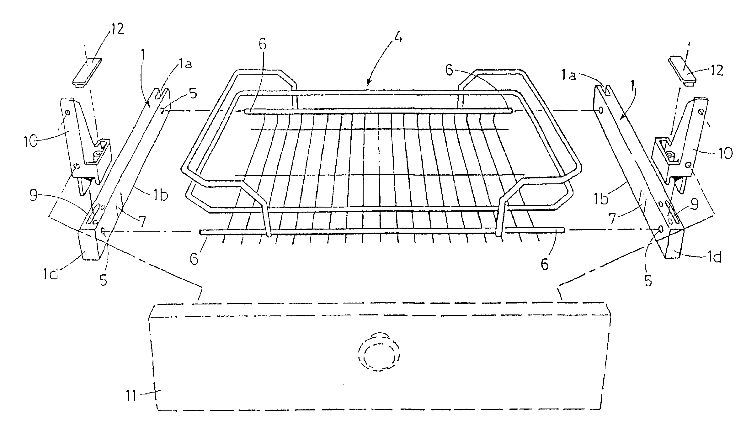 Multi-purpose element for sliding metal racks located inside furniture