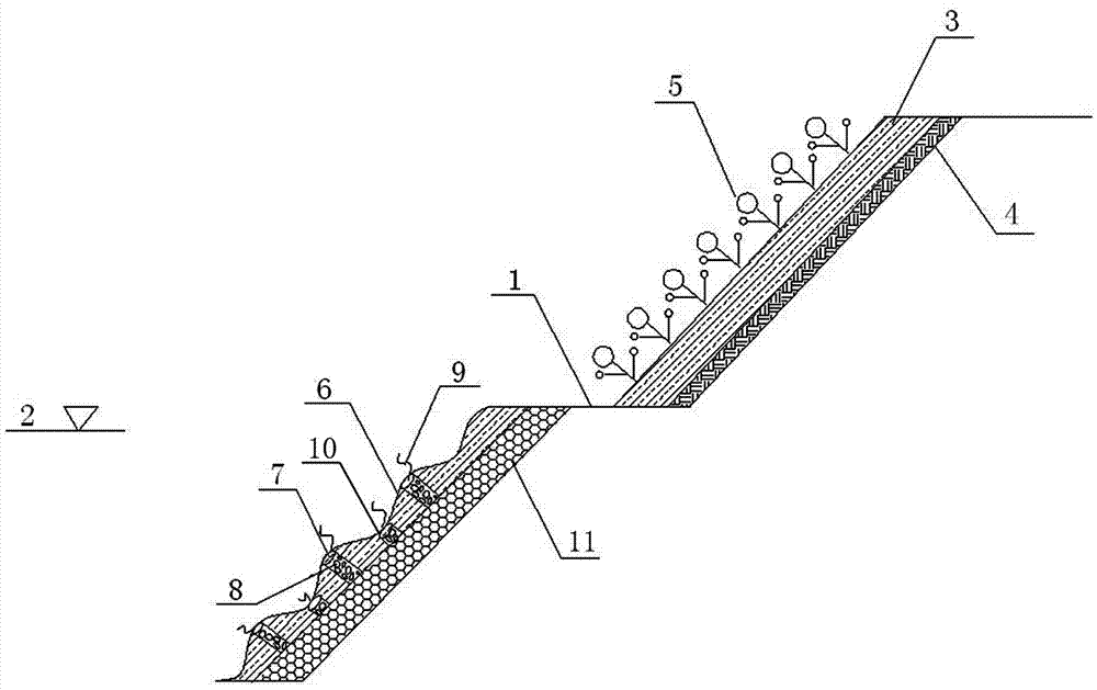 Cast-in-place reverse filter vegetation-type concrete ecological slope protection system and its construction method