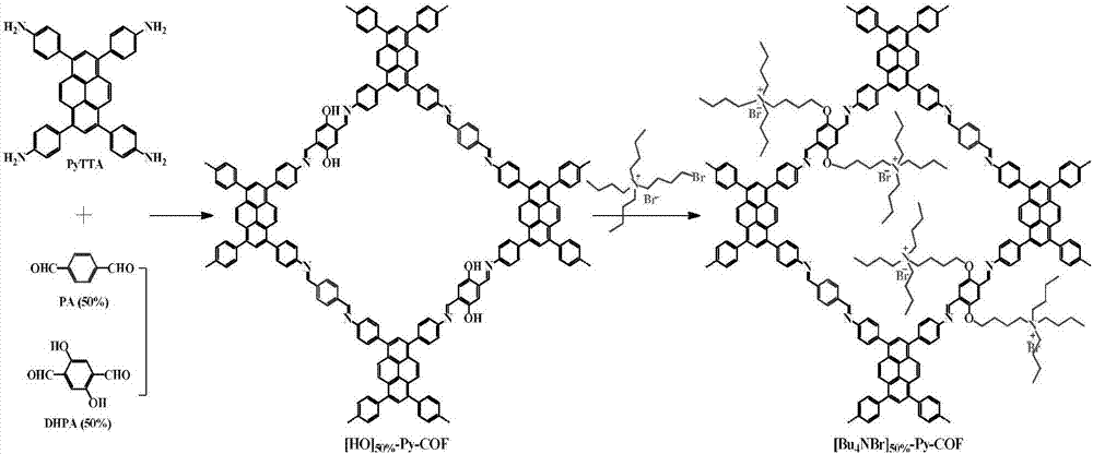 Ionized covalent organic frame material as well as preparation method and catalytic application of ionized covalent organic frame material